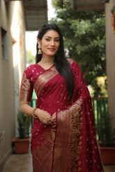 Attractive Bandhej Kanjivaram Maroon Color Silk Saree